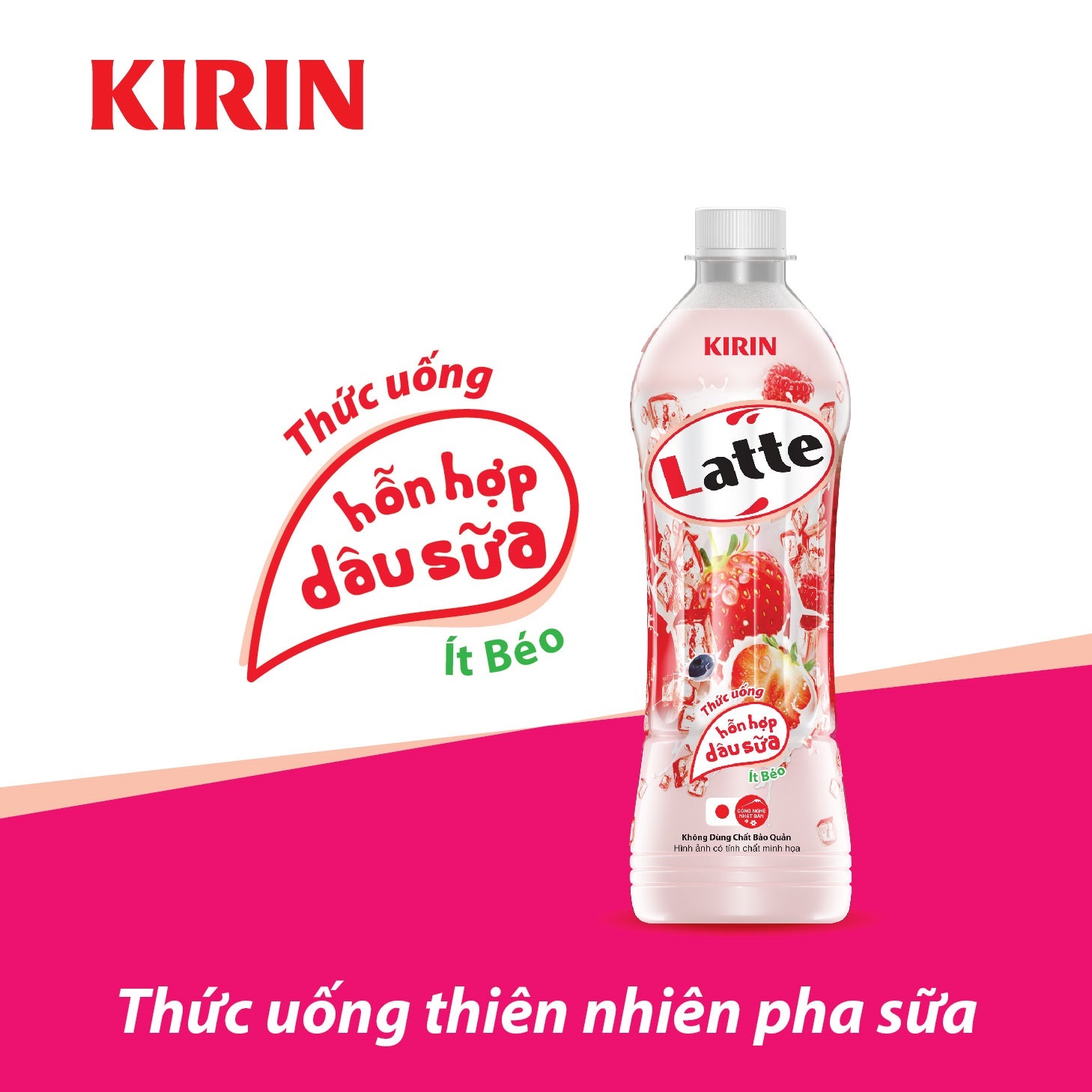 Lốc 6 chai Nước uống KIRIN Latte Hỗn Hợp Dâu 345ml - thơm ngon, bổ dưỡng, cung cấp năng lượng mỗi ngày
