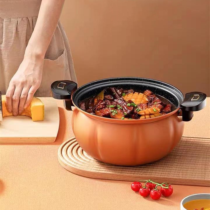 Nồi hầm áp suất bí ngô đa năng Totipotent 8L Nồi áp xuất mini bếp gas, bếp từ công nghệ vi áp có xửng hấp chống dính