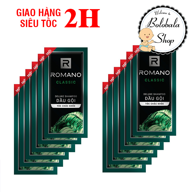 Dây 12 gói dầu gội romano classic/ vip 5g/gói