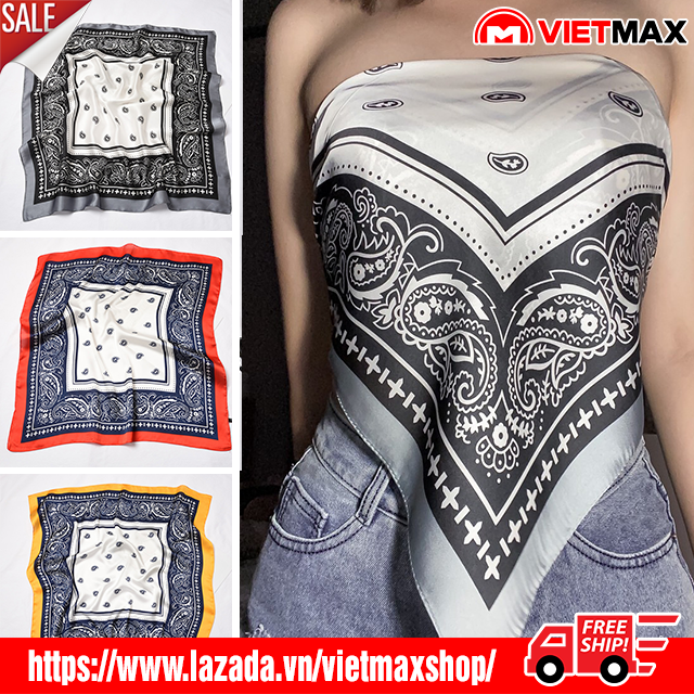 Khăn Choàng Lụa Satin Khổ Lớn 70x70 cm In Họa Tiết Hiện Đại Làm Áo Yếm Cho Nữ