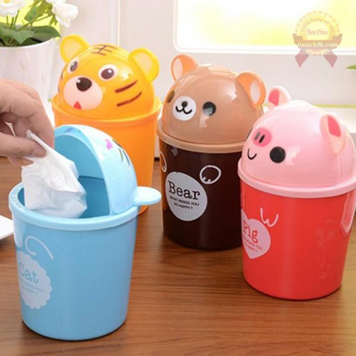 Thùng rác mini để bàn văn phòng hình thú dễ thương