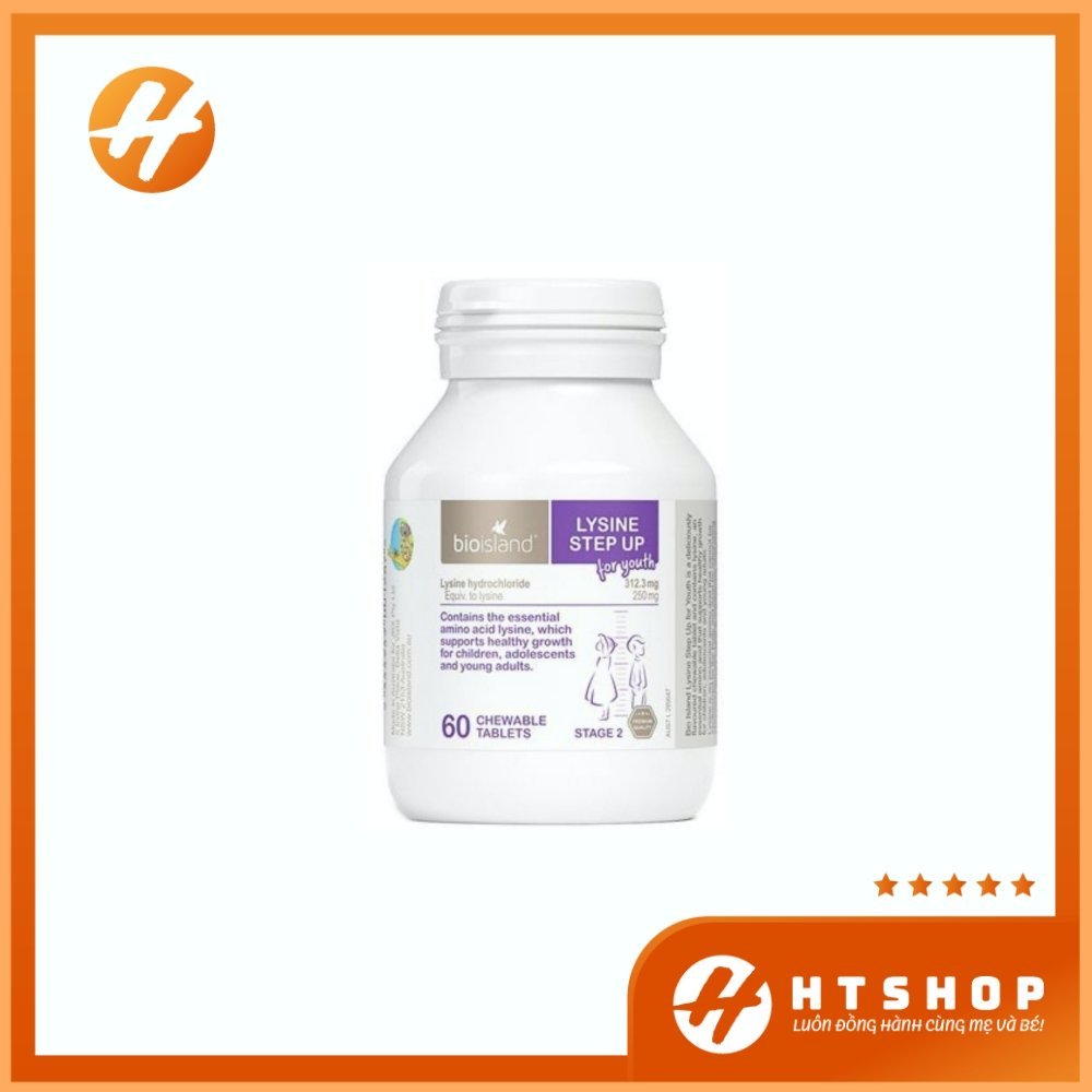 Bổ Sung Lysine Bio Island Dạng Viên Cho Trẻ Từ 6 Tuổi Phát Triển Chiều Cao Toàn Diện Hộp 60 Viên - Úc