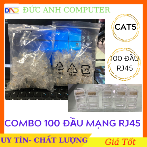 Đầu Bấm Mạng RJ45 Chất Liệu Nhựa (1 Bich/ 100 Đầu Mạng) - Giá Thành Rẻ, Chất Lượng Tốt ( tỷ lệ lỗi 1/1000), Đầu Mạng, Đầu RJ45
