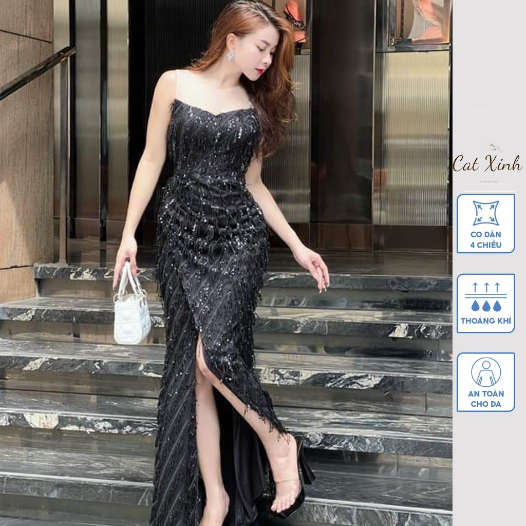 Đầm lông vũ nữ dvl67 thiết kế kiểu dáng sang trọng phối lông vũ quý phái thời trang đẳng cấp - váy dự tiệc đi chơi sự kiện thời trang