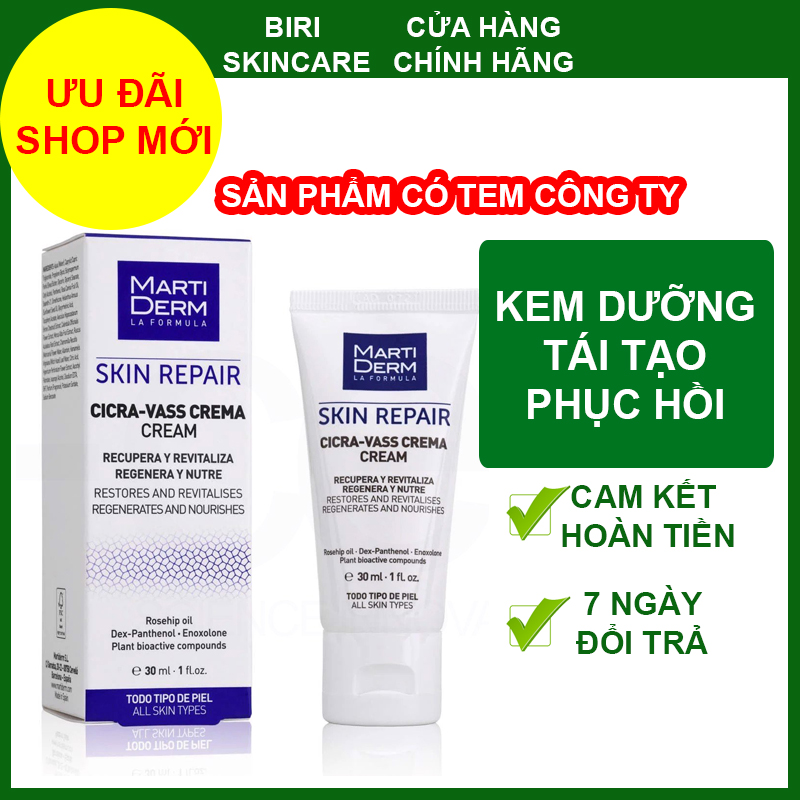 ✅ kem dưỡng b5 martiderm skin repair cicra vass cream 30m, dưỡng ẩm tái tạo phục hồi da