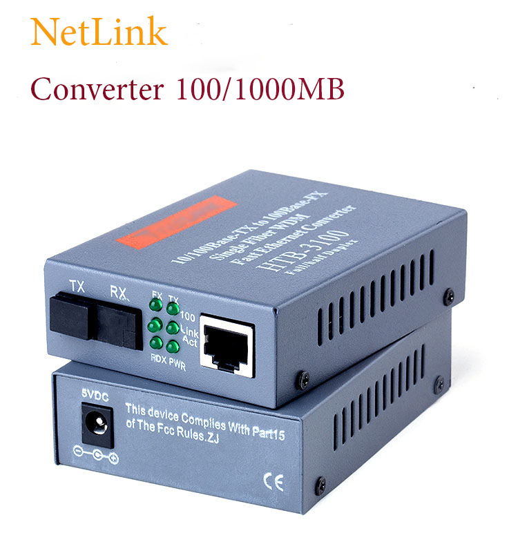 Cặp 2 Converter quang Bộ chuyển đổi quang điện NetLink HTB 3100 AB / GS-03 1000MB ( 1Gb )kèm nguồn - Hàng mới
