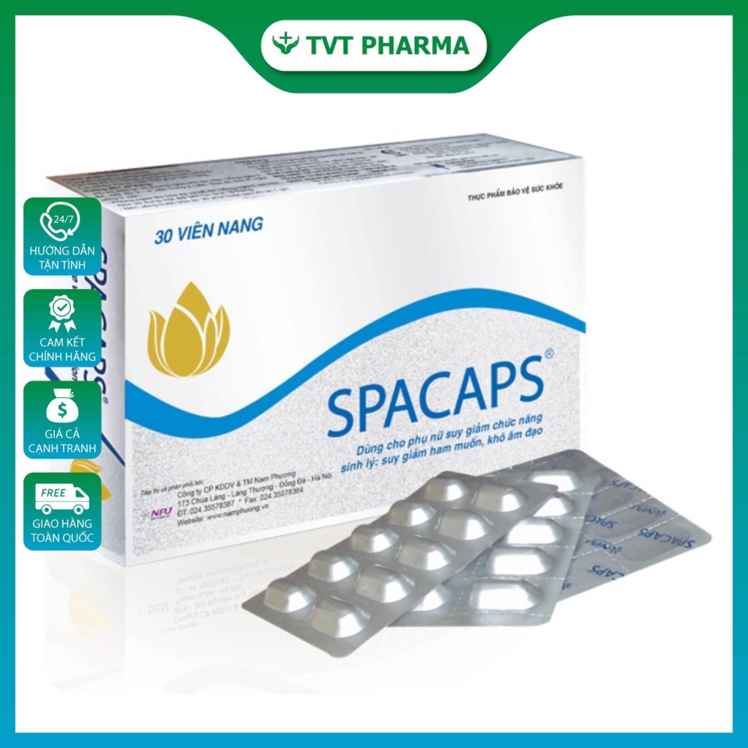 Viên uống spacaps hỗ trợ tăng tiết dịch nhờn, giảm nếp nhăn, giúp da căng bóng