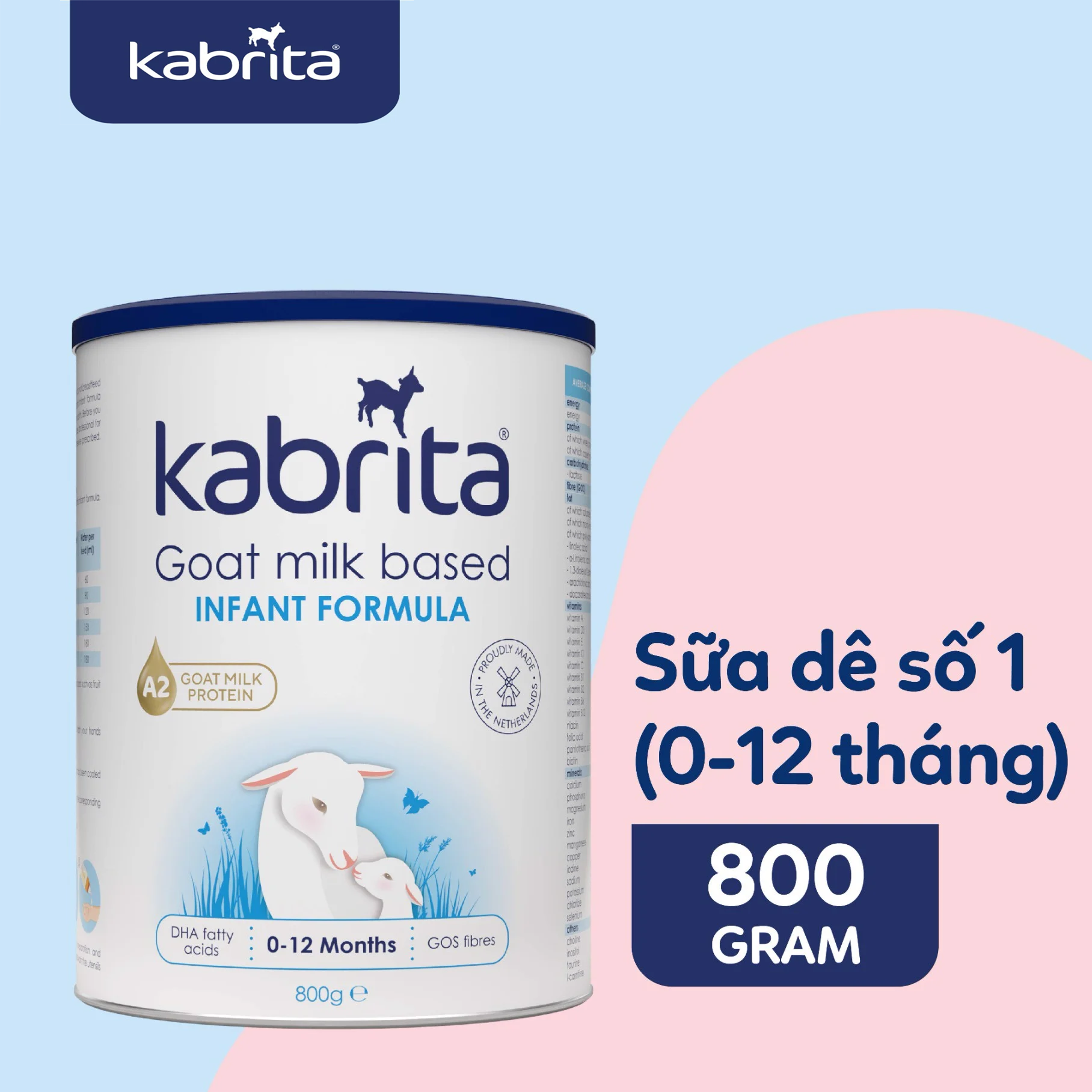 Sữa dê kabrita số 1 hà lan dành cho trẻ từ 0 đến 12 tháng - lon 800g