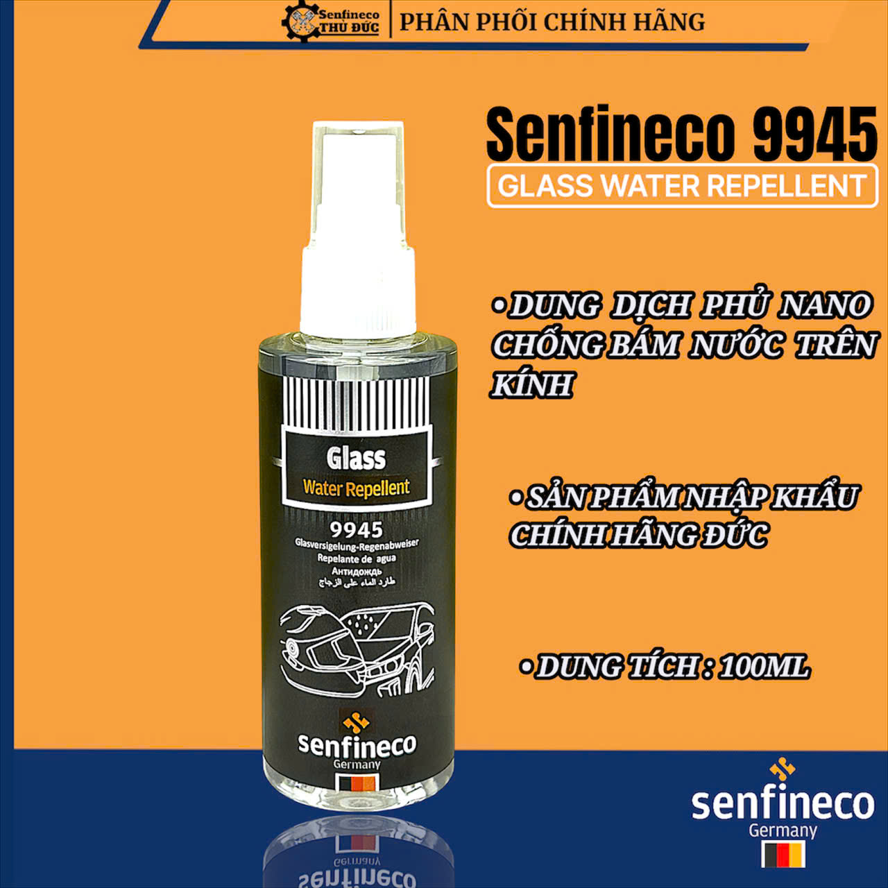 DUNG DỊCH PHỦ NANO CAO CẤP CHỐNG BÁM NƯỚC KÍNH Ô TÔ ,KÍNH MŨ BẢO HIỂM SENFINECO 9945