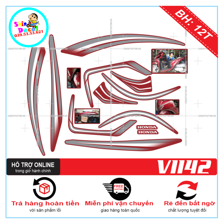 TEM XE VISION 2016, TEM RỜI VISION 2016 DÁN XE ĐỎ