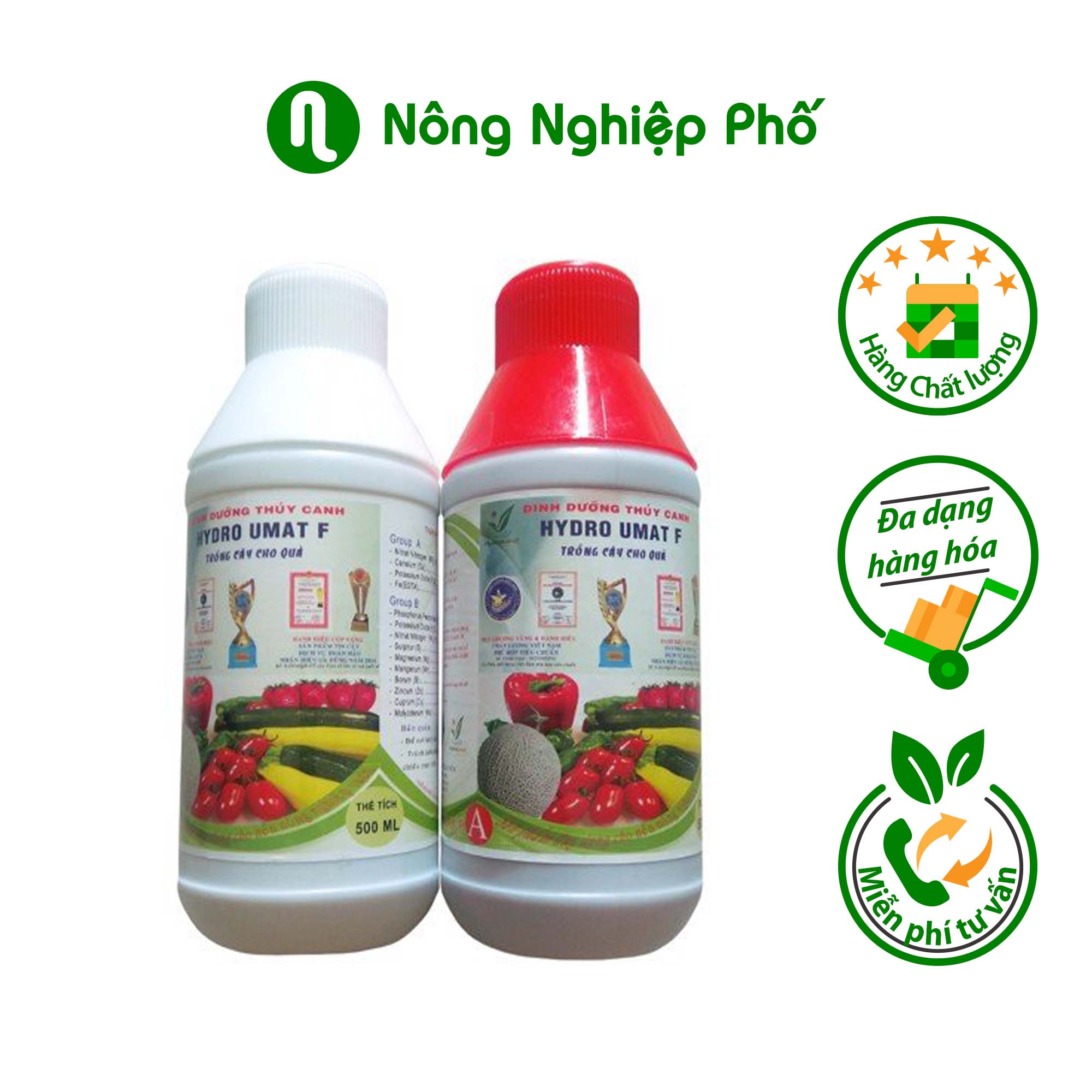 Dung dịch dinh dưỡng thủy canh Hydro Umat F cho cây ăn quả - Bộ 2 chai A & B - Nông Nghiệp Phố