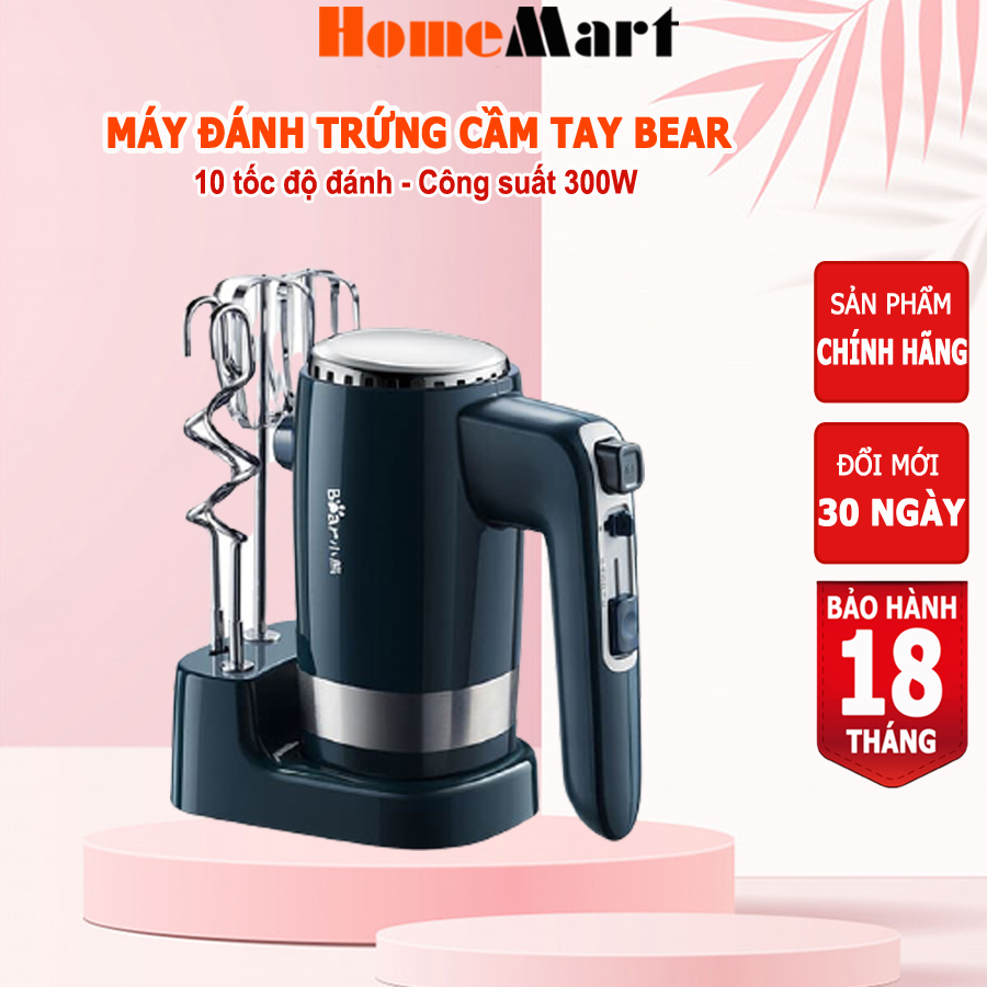 Máy đánh trứng cầm tay BEAR đánh trứng trộn bột đa năng, 10 tốc độ, CS 300W, HOMEMART – Hàng nhập khẩu bảo hành 6-18 tháng