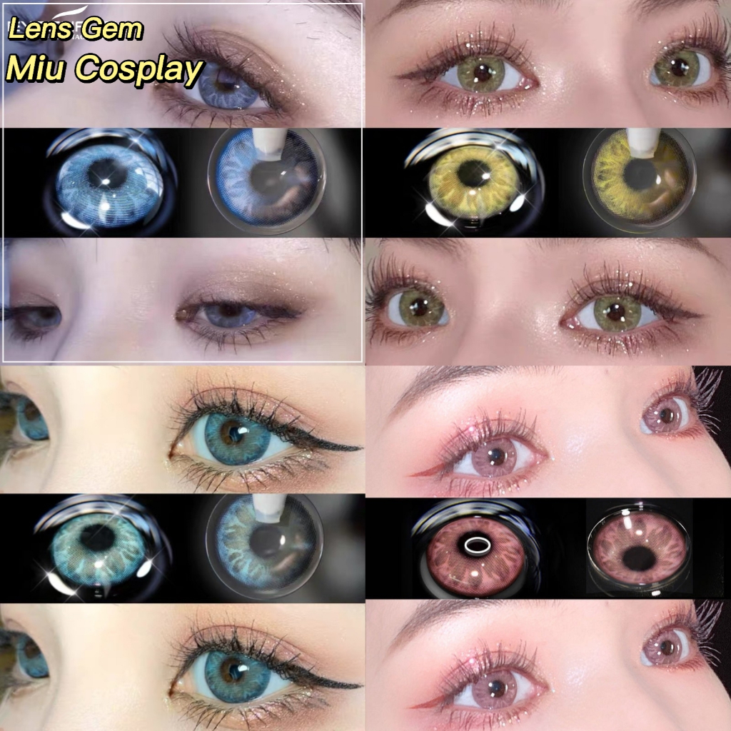 Lens cosplay tự nhiên Gem lấp lánh màu xanh, hồng, nâu vàng - Kính áp tròng