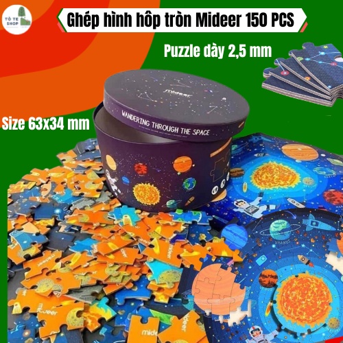 Ghép Hình Hộp Tròn Mideer,Puzzle 150 miếng Mideer chủ đề Space, the Forest, The Sea, Animals