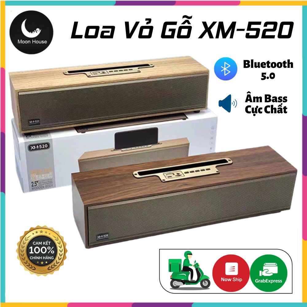 New 2022 , Loa Bluetooth XM 520 Thiết Kế Vỏ Gỗ Sang Trọng Dạng Thanh Để Bàn , Bass Chuẩn , Ấm , Công Suất 20W Siêu Trầm - Bảo Hành 1 Năm - Happy Shop