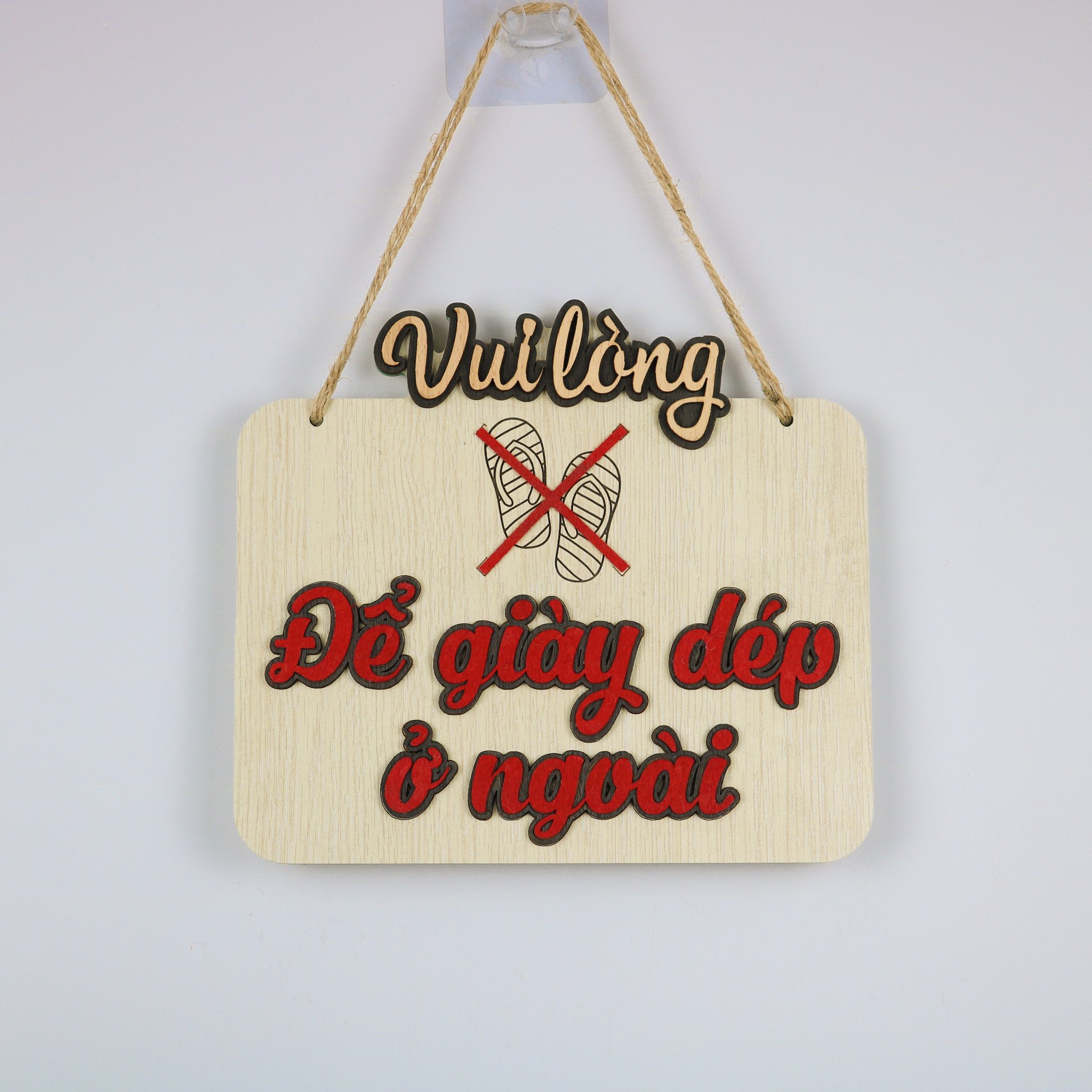 Bảng gỗ decor Để giày dép ở ngoài tặng kèm móc dán