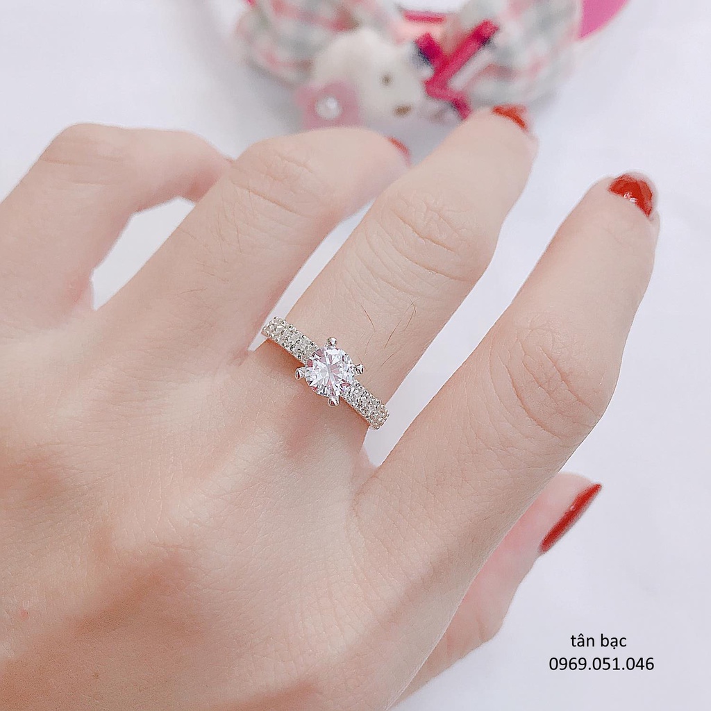 Nhẫn bạc nữ , đính đá cao cấp , dày dặn , sang chảnh - trang sức tân bạc