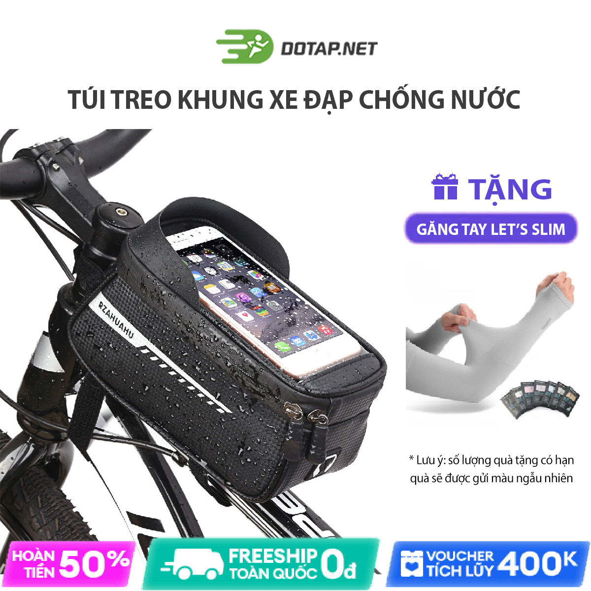 Túi treo xe đạp, túi treo sườn xe đạp thể thao chống thấm nước, có ngăn đựng điện thoại
