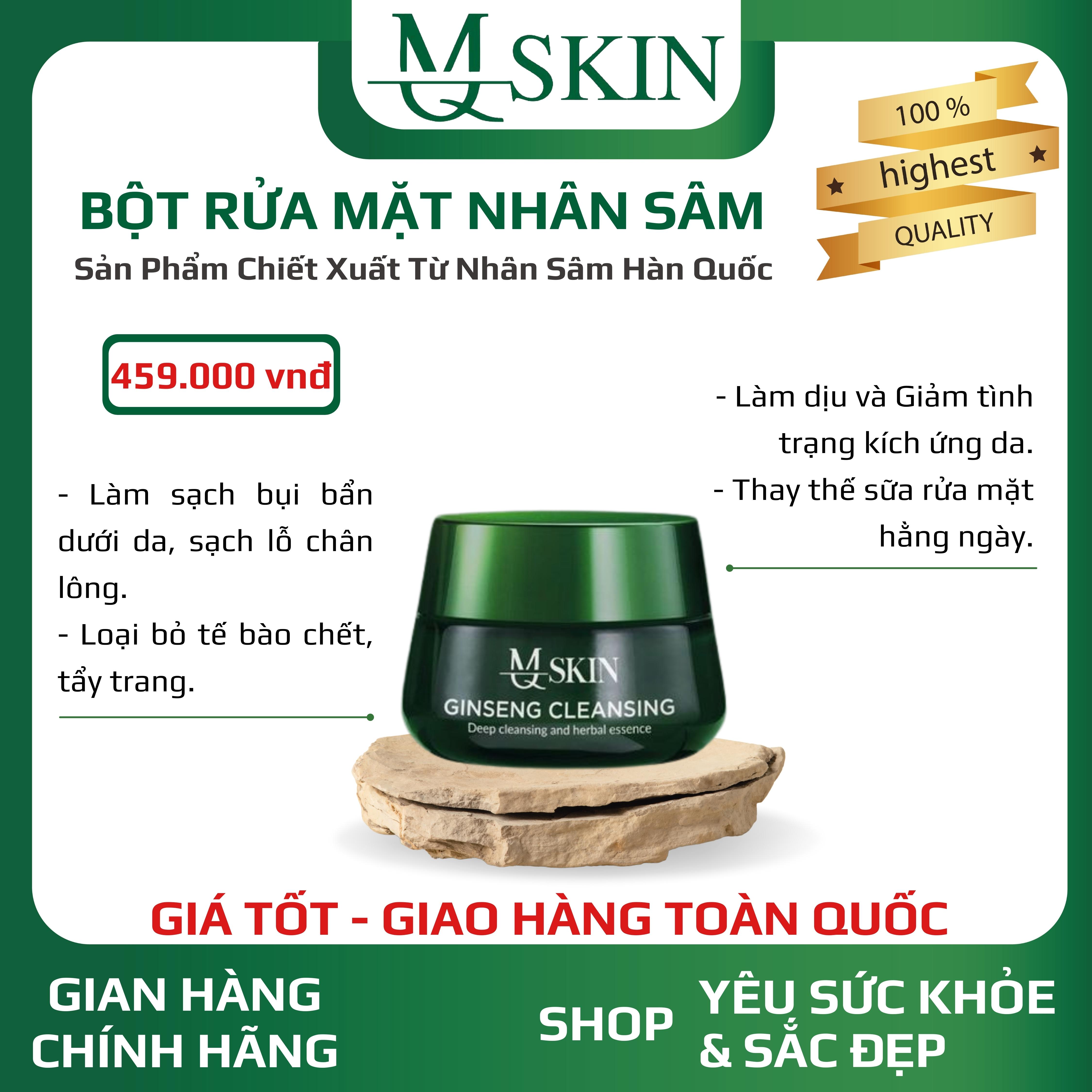 - bột rửa mặt nhân sâm mqskin - nhụy hoa nghệ tây mqskin 100g, mq3