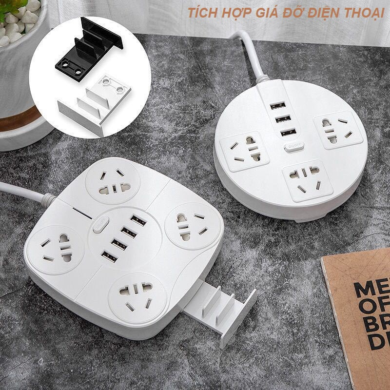 Ổ Cắm Điện Đa Năng Chịu Tải Tốt Chống Giật Tích Hợp Sạc USB, Kèm Giá Để Và Điện Thoại, Chịu Tải Lớn Dây Dài 2,5m Sử Dụng Cùng Lúc 6-8 Thiết Bị Ổ Cắm Điện Ổ Cắm Điện Đa Năng Thông Minh Ổ Điện Ổ Cắm Điện Thông Minh