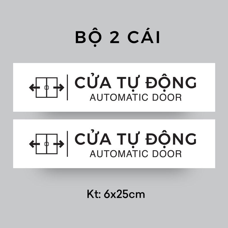 Biển báo chú ý cửa tự động -Automatic Doors  -Decal dán tường dán kính - Tem decal cảnh báo.