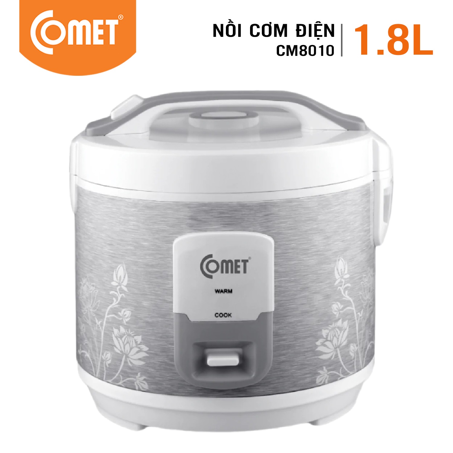 Nồi cơm điện nắp gài 1.8l comet cm8010 , chống dính 2 cấp độ, phù hợp 4-6 người ăn - hàng chính hãng - bảo hành 12 tháng