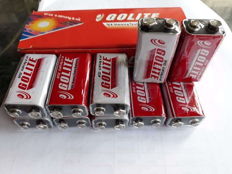 Hộp 10 Viên Pin vuông 9V Golite Heavy Duty Battery 6F22 / SP1B