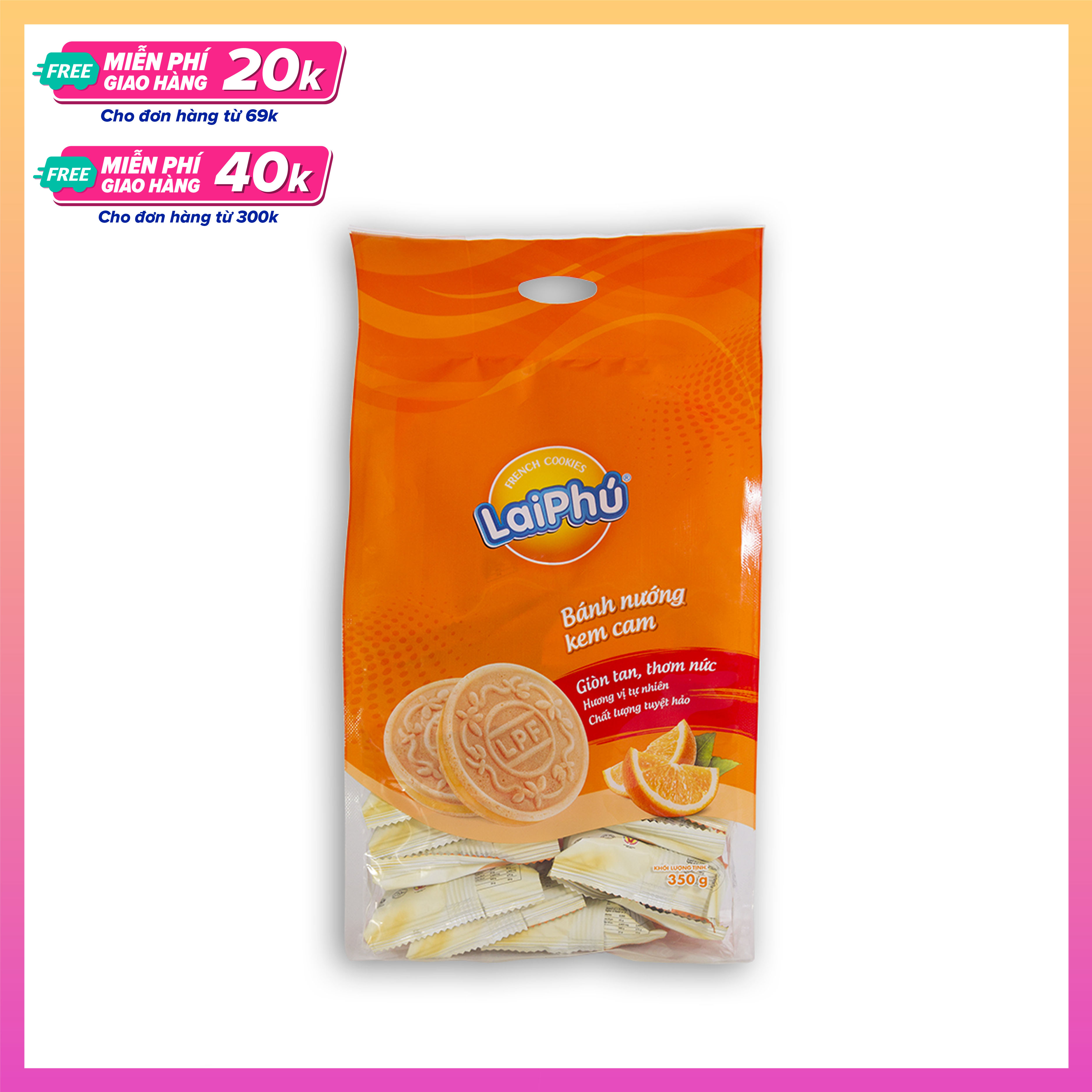 Bánh French Cookies Lai Phú Kem Cam (350G)