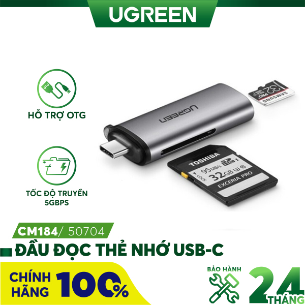 Đầu đọc thẻ đa năng sd/tf usb type-c ugreen 50704 - hàng chính hãng
