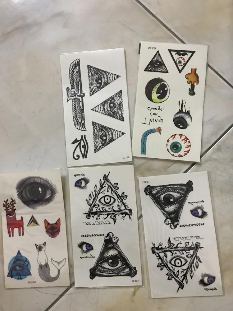 [HCM]Combo 5 tấm hình xăm dán couple 10x6cm mắt tam giác (Một tấm gồm nhiều hình. Mua 2 tặng 1. Chọn mẫu tùy thích)