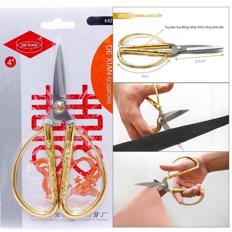 Kéo nhà bếp mạ vàng chạm khắc rồng phụng siêu bén cao cấp