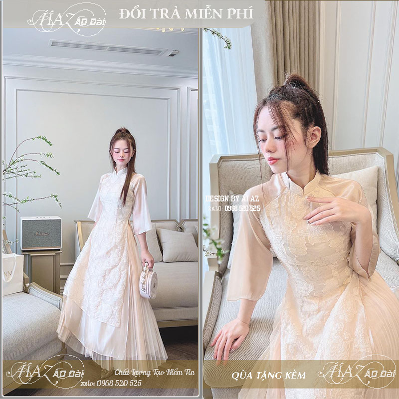 Áo dài cách tân nữ chân váy bồng tay lỡ ld05