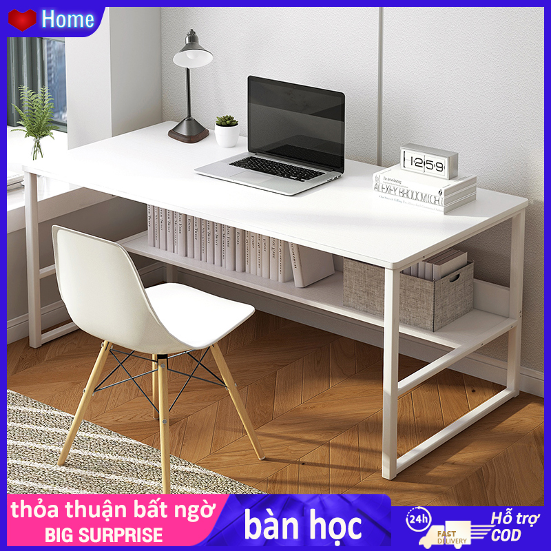 HOMESENCE Bàn làm việc học tập mặt bàn bo góc và định vị 4 lỗ bắt ốc dễ tháo lắp, chân sắt sơn tĩnh điện mặt gỗ MDF cao cấp