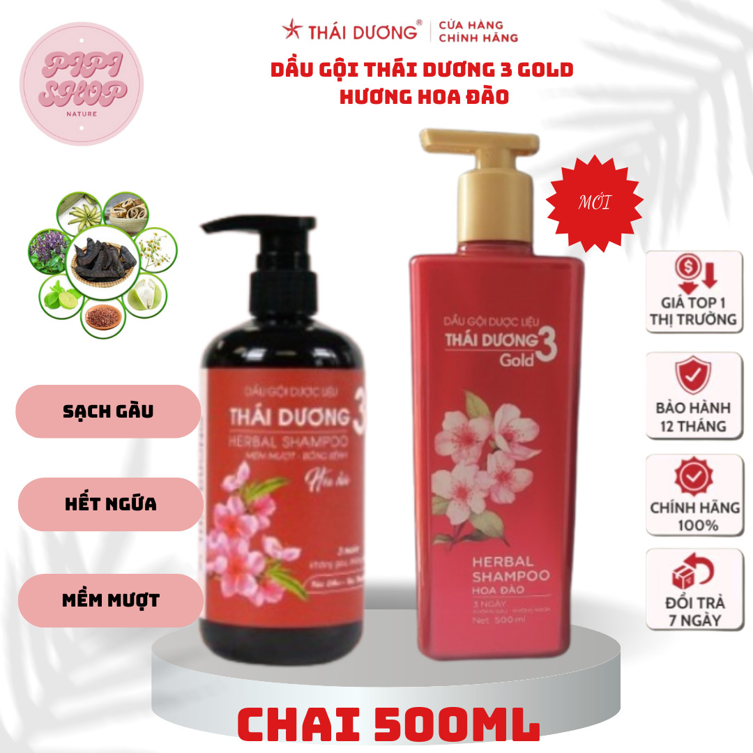 Dầu Gội Dược Liệu Thái Dương 3, Hương Hoa, chai 480ml, Chống Rụng Tóc, Ngăn Ngừa Gàu, Giúp Mái Tóc Chắc Khỏe, Mềm Mượt Tự Nhiên, Sao Thái Dương, CH Boutique