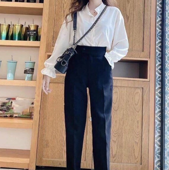 [HCM]SÉT ÁO SƠ MI TRẮNG QUẦN ỐNG ĐỨNG THỜI TRANG