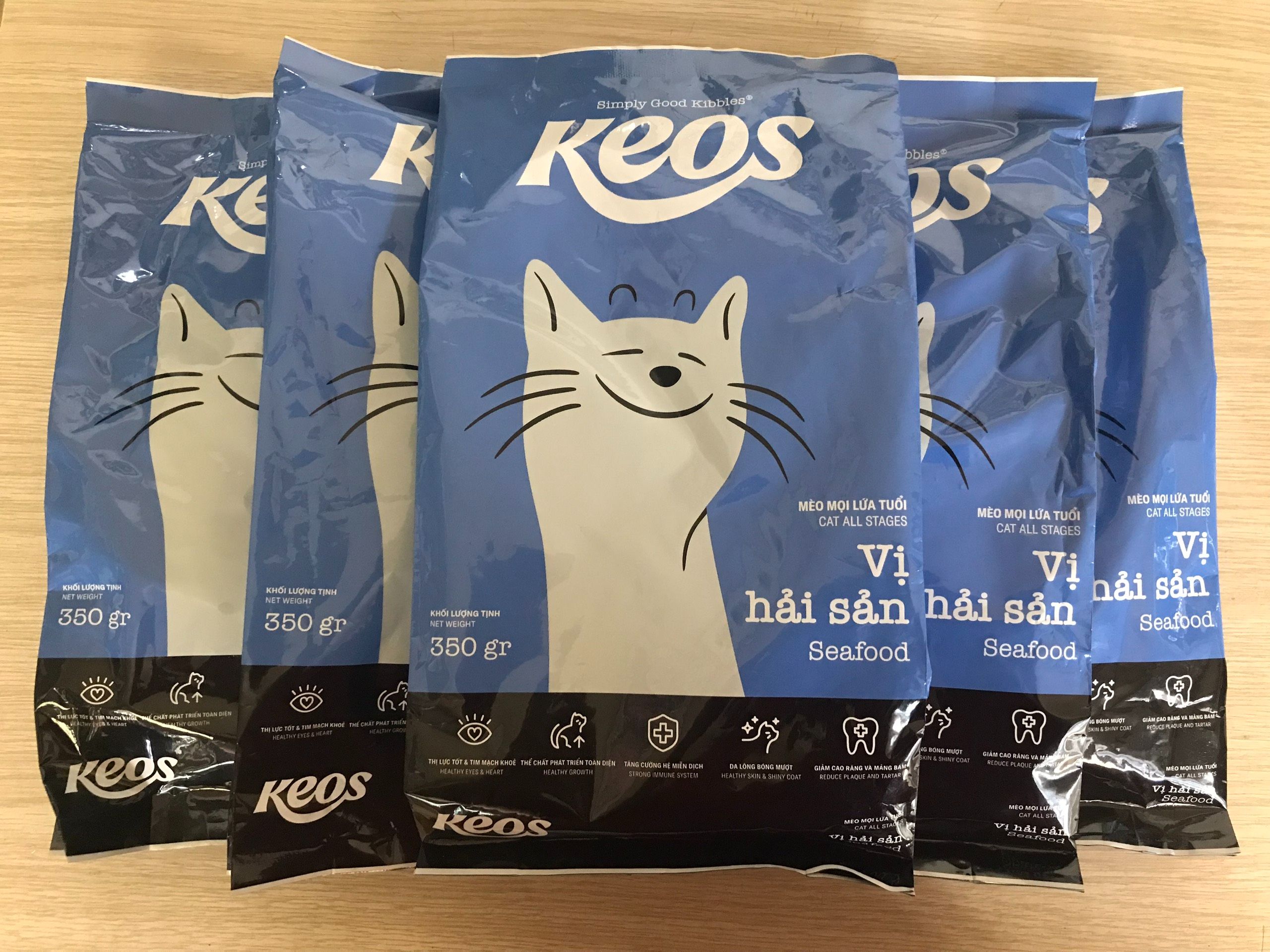 Thức ăn hạt cho mèo mọi lứa tuổi Keos vị hải sản 350gr