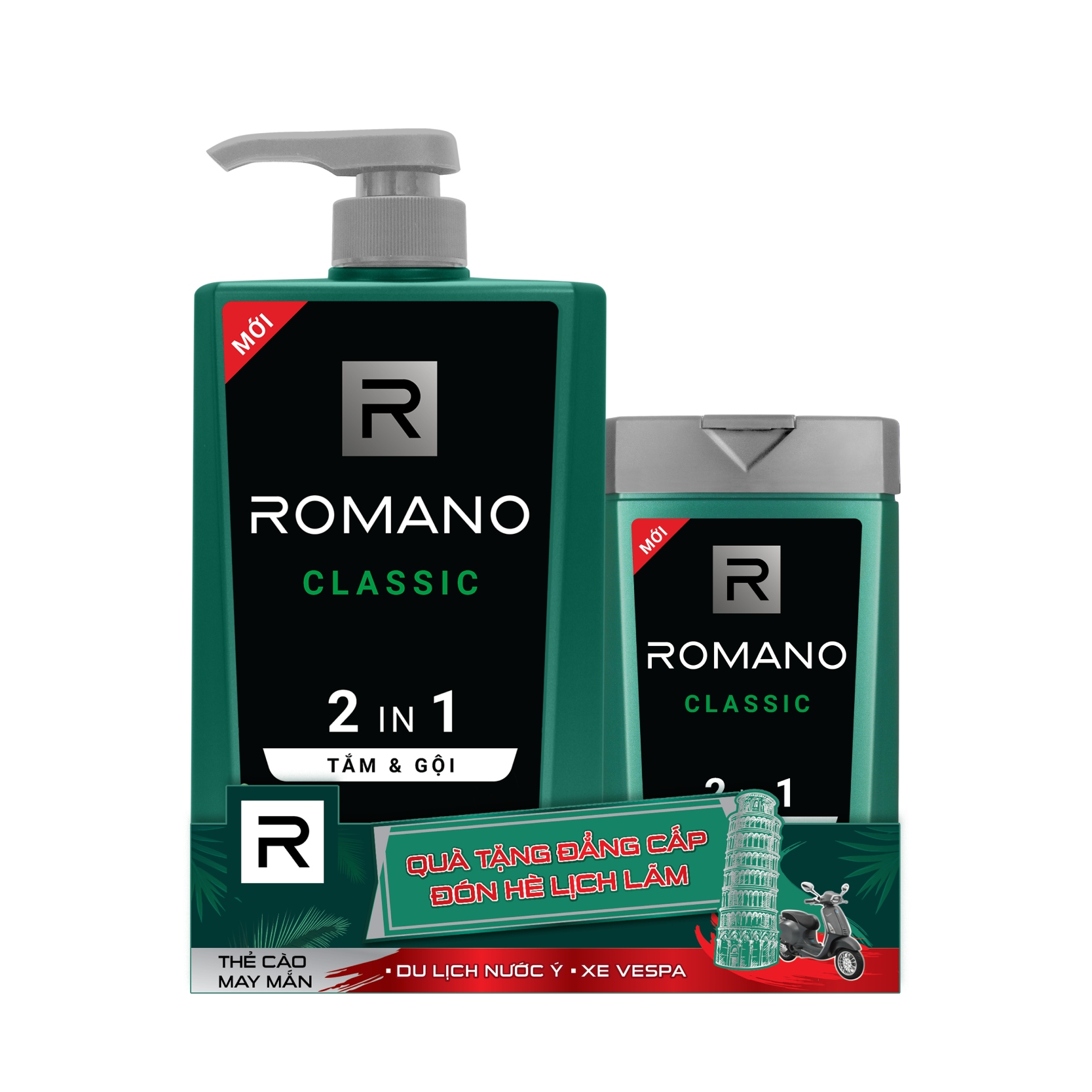 Tắm Gội 2in1 Romano Classic mạnh mẽ tự tin 900g - Tặng tắm gội Romano Classic 150g