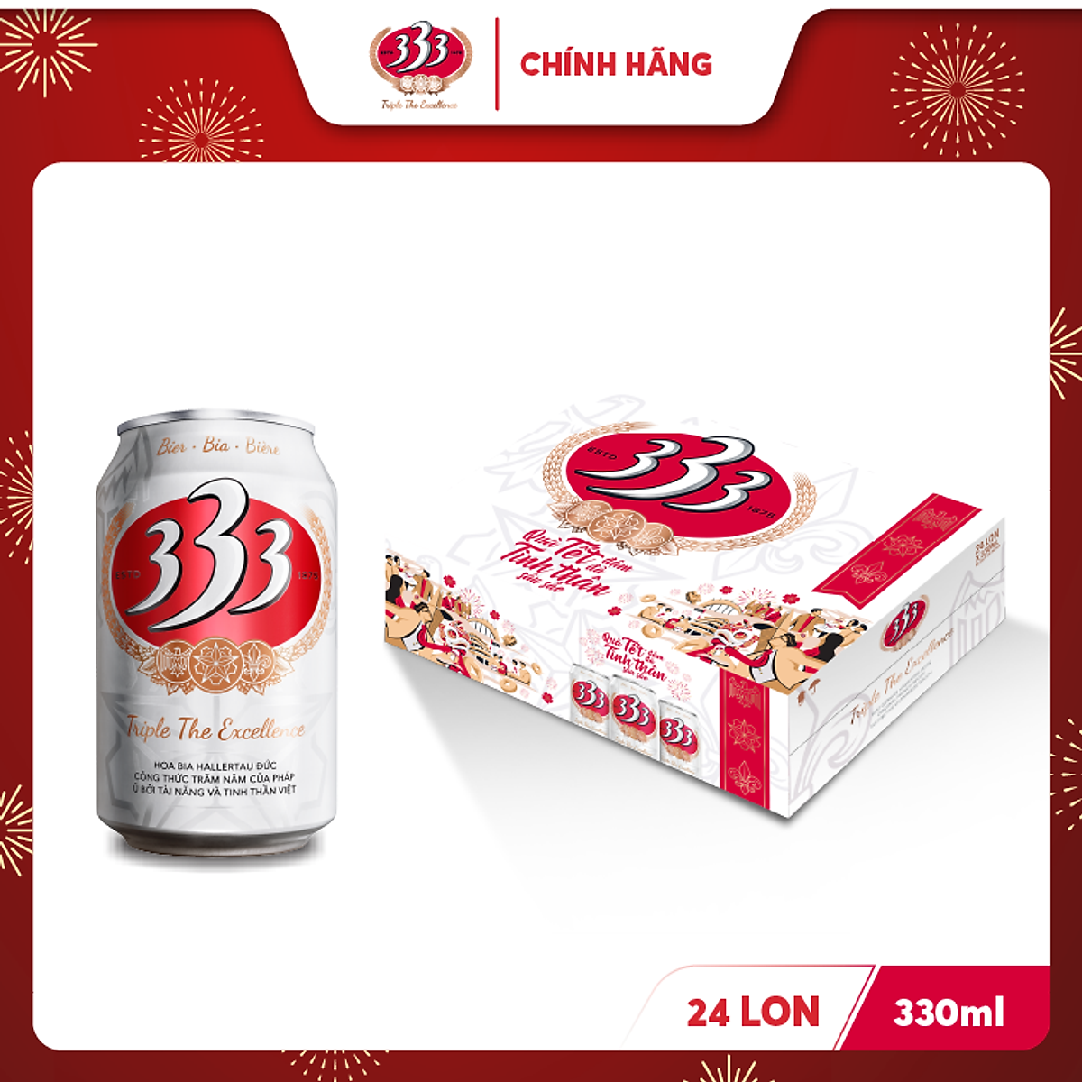 Bia 333 loại 330ml - bao bì trúng thưởng
