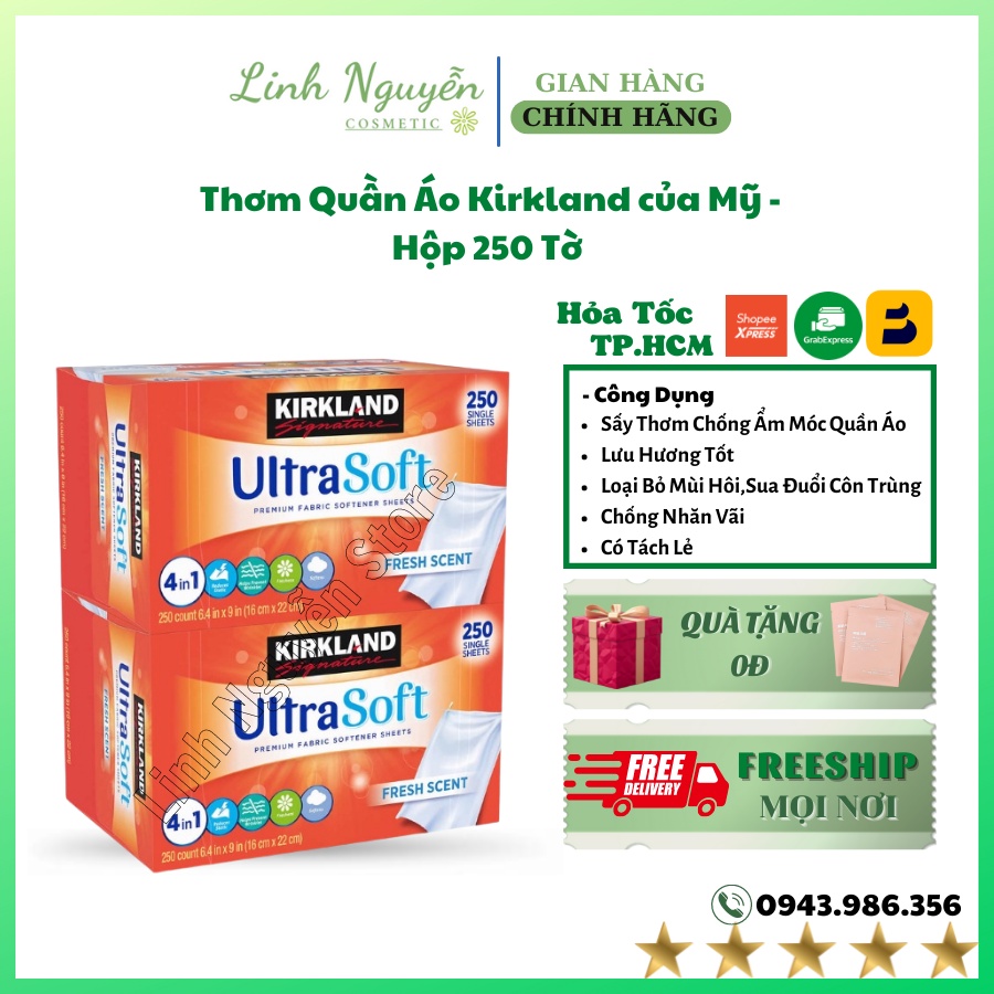 Giấy thơm quần áo kirkland - hộp 250 tờ