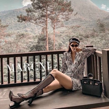 🌿 hàng full box có sẵn🌿 boots lưới cao cổ gót vuông 9cm