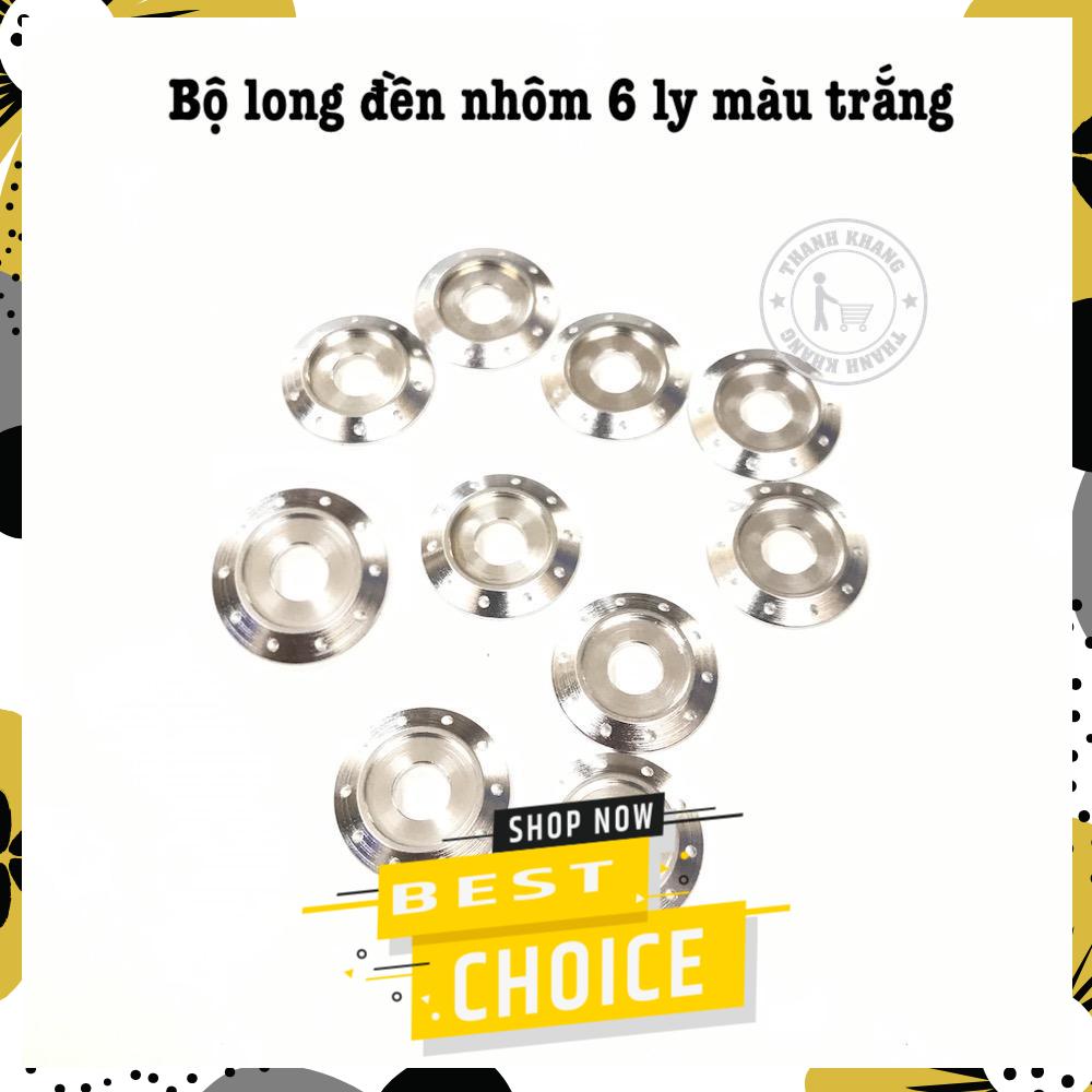 [HCM]Bộ 10 long đền nhôm cnc lỗ 6 ly gắn ốc kiểng xe máy màu trắng thanh khang 006001513