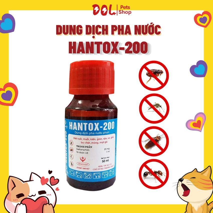 Diệt ve rận hantox-200 diệt ruồi, muỗi, vệ sinh môi trường - chai 50ml