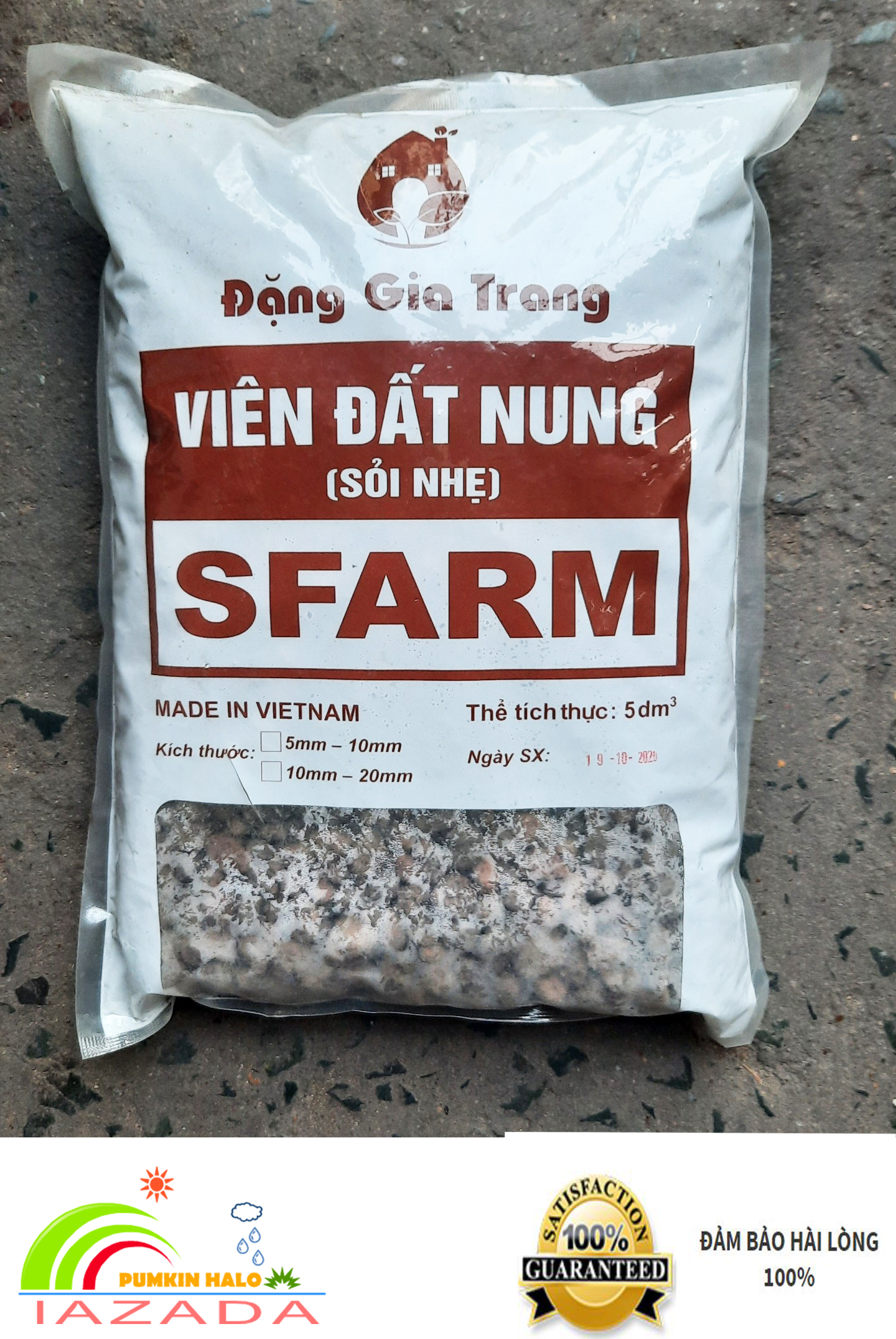 [HCM]Viên đất nung Sfarm giá thể trồng cây-Bao 5dm3 ~ 3 Kg