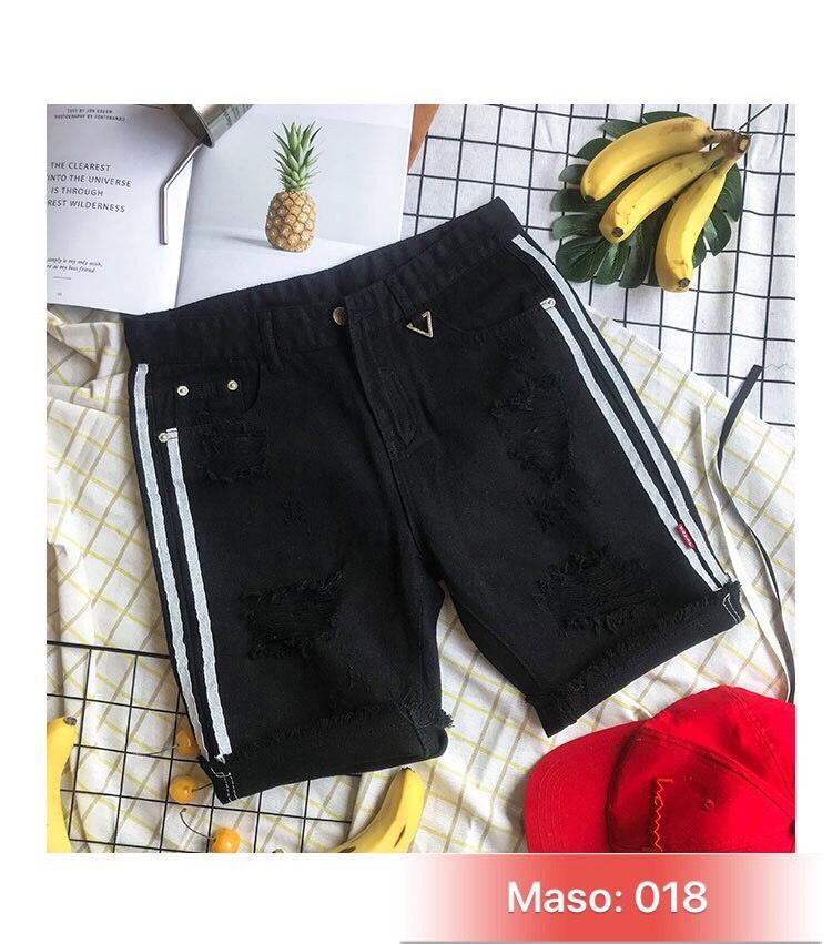 Quần sọt jean nam đen, quần bò jean sọc dây cao cấp db018 dabass store