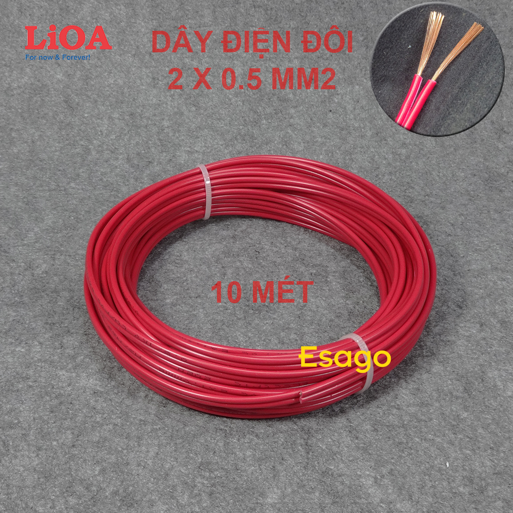 10 mét dây điện đôi lioa 0.5mm2 lõi đồng vỏ bọc pvc - dây súp đôi