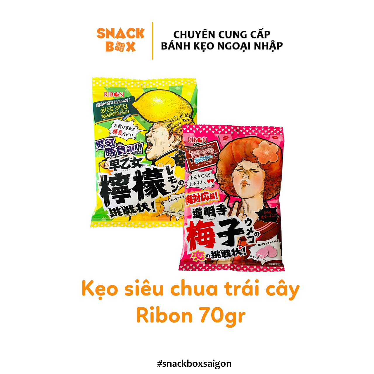 Sale xả kho kẹo mềm siêu chua vị trái cây ribon bịch 70gr - nhật bản