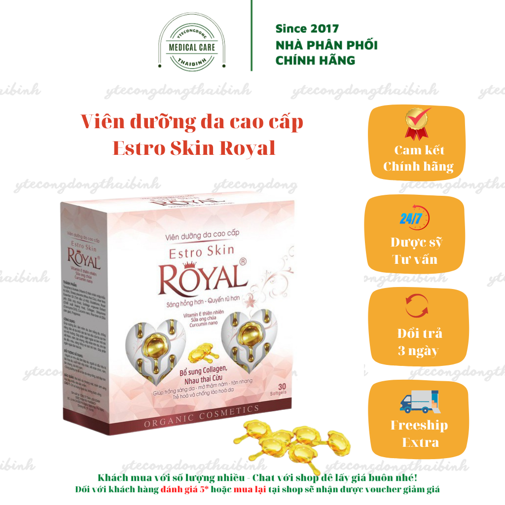 Viên bôi dưỡng da COLLAGEN cao cấp Estro Skin Royal dưỡng da trắng da chống lão hóa nếp nhăn