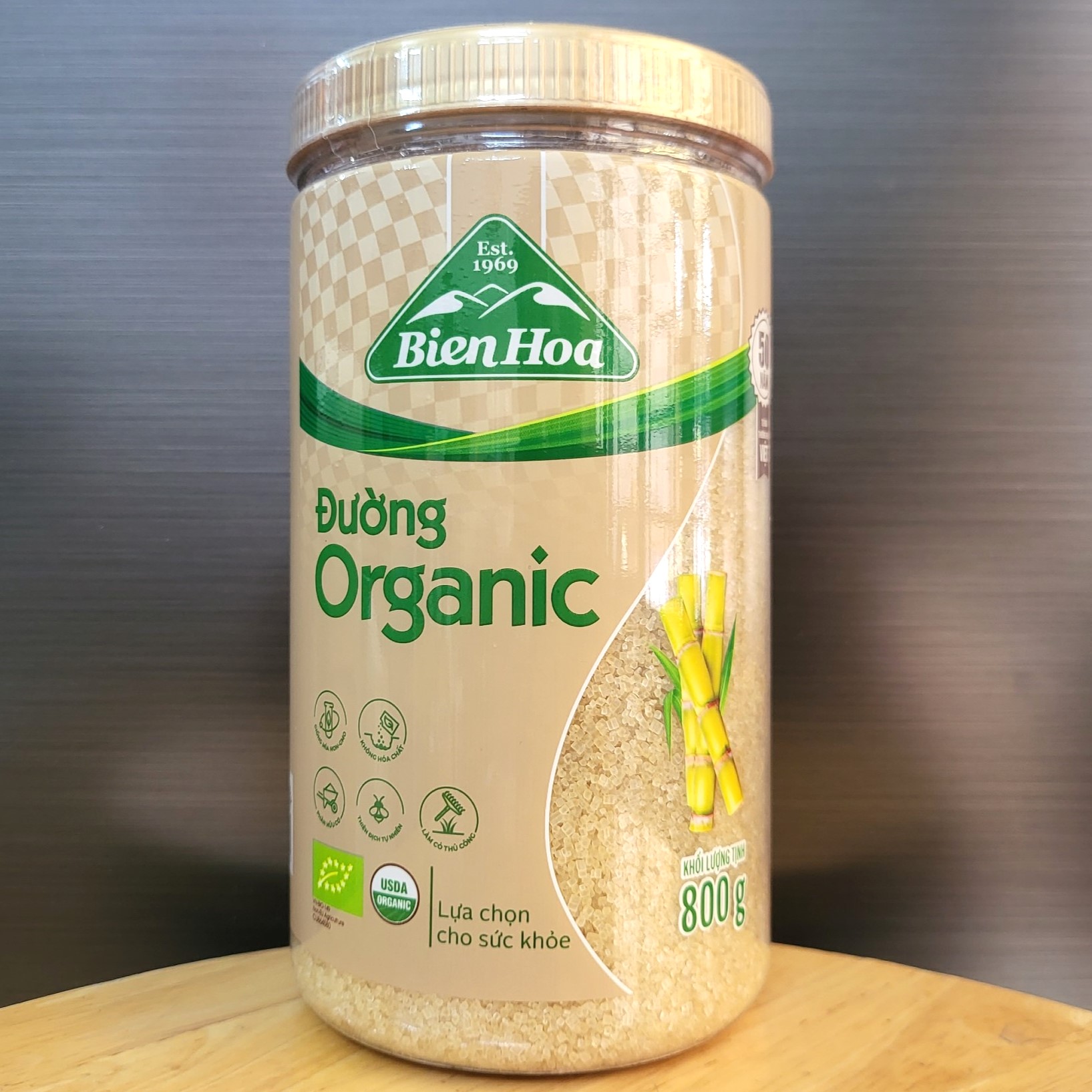 BIÊN HÒA - Hộp 800g - ĐƯỜNG MÍA HỮU CƠ / LÀO / Organic Cane Sugar (HALAL)
