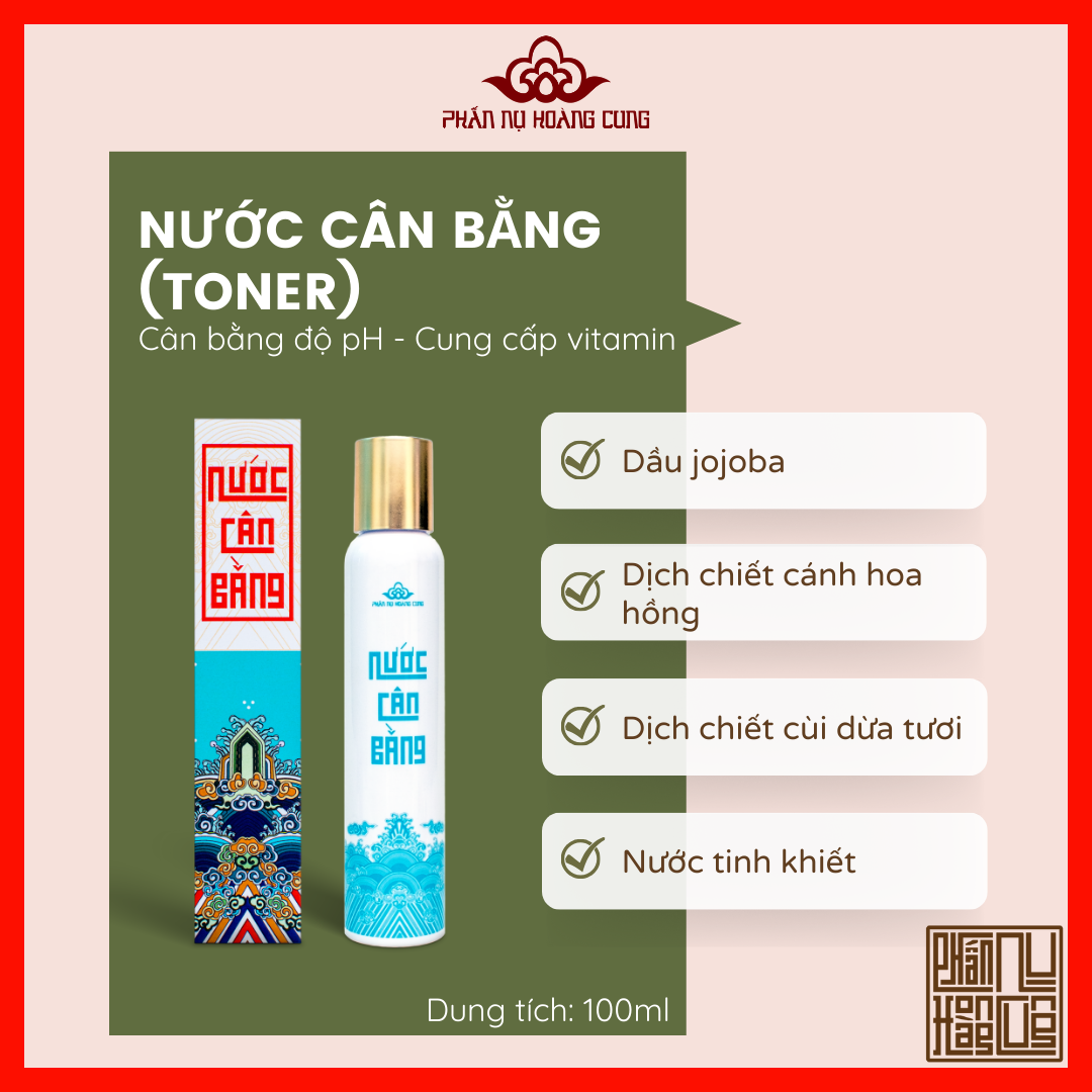 Nước cân bằng sạch da, (Toners), Chăm sóc da mặt, Cân bằng Ph cho da, Dưỡng Ẩm Da Mặt Chuyên Sâu, Phấn Nụ Hoàng Cung, Dung Tích 100ml