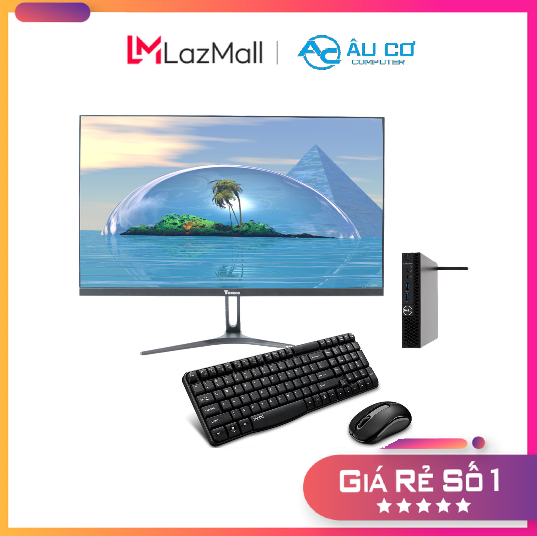Bộ máy tính văn phòng dell optiplex 3050 micro màn hình tomko 24 inch + tặng usb wifi ! bảo hành 1 năm